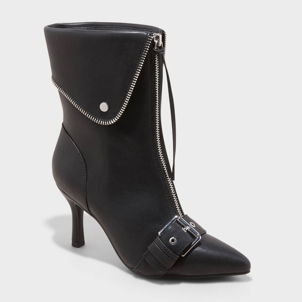 Women Mickey Point Toe Moto Ankle Boot