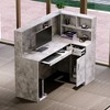 Famapy Marble-Top L-Shaped Reception Desk with Removable Shelves Lockable Storage Welcome Desk Slide-Out Keyboard Tray Cable Management - 2 of 4