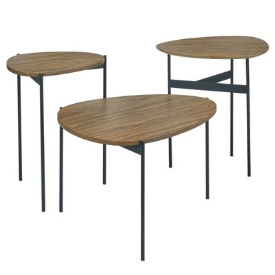 3pc Accent Table Set Walnut - Lifestorey