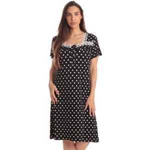 Dreamcrest Womens Nightgown with Lace Trim  Short Sleeve Sleepwear Pajamas with Stretch  Solids & Prints - 1 of 3