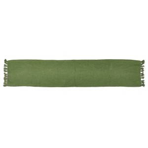 90" x 20" Cotton Textured Table Runner Green - Threshold™: Traditional Solid Fall Decor, Machine Washable - 1 of 3