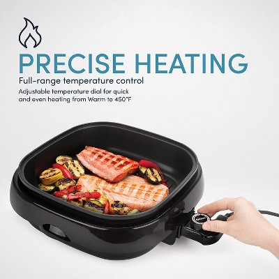 Aroma Black 4Qt 3-in-1 Electric Indoor Grill with Glass Lid