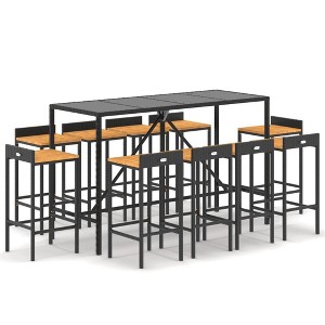 vidaXL Garden Bar Set Black PE Rattan, Powder-Coated Steel, Tempered Glass - 1 of 4