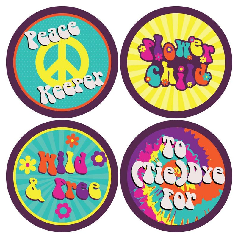 Big Dot of Happiness 60's Hippie - 1960s Groovy Party Funny Name Tags - Party Badges Sticker Set of 12, 5 of 6