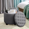NicBex Button Tufted Round Storage Ottoman,Small Upholstered Footstool with Removable Lid,Storage Bench for Bedroom,Living Room,Vanity - 3 of 4