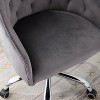 Velvet Desk Chair, Swivel Home Office Chair with Wheels and Gold Metal Base – The Pop Home - 4 of 4