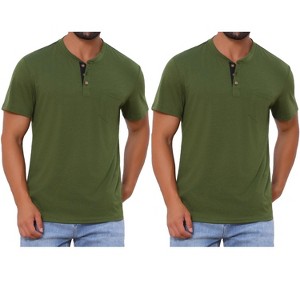 INSPIRE CHIC Men's Casual Summer Short Sleeves Button Basic Henley T-Shirts 2 Packs - 1 of 4