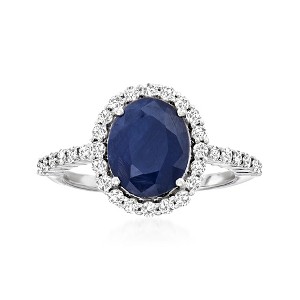 Ross-Simons 3.30 Carat Sapphire and .56 ct. t.w. Diamond Ring in 14kt White Gold - 1 of 4