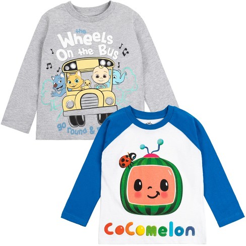 Cocomelon Jj Kitty Infant Baby Boys 2 Pack Long Sleeve Graphic T-shirts White / Heather 12 Months : Target