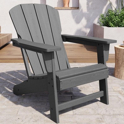 Modern HDPE Plastic Adirondack Chair - Oversize 380LB Poly Lumber Weather Resistant Firepit Chair - Outdoor Patio Chairs Grey