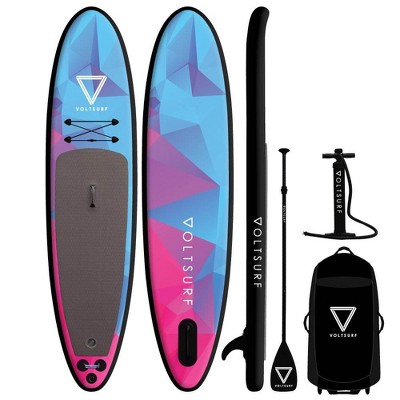 VoltSurf 11 Foot Rover Inflatable SUP Stand Up Paddle Board Kit w/ Pump, Black