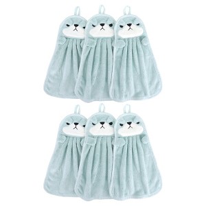 REGALWOVEN Bathroom Kitchen Cute Animal Children Hand Towels with Hanging Loop 6 Pcs - 1 of 4