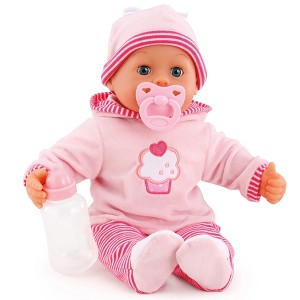 First Words Baby: Pink Cupcake 24 Sounds 15" Doll - Pacifier & Bottle - 1 of 4
