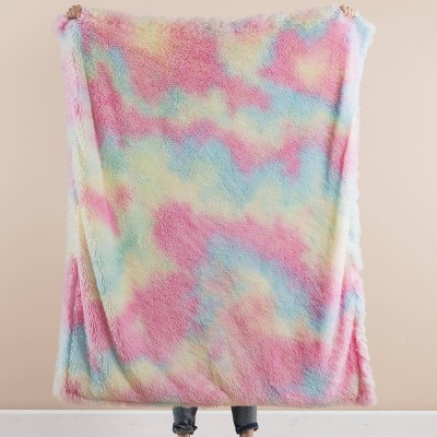 Teen Tie Dye Rainbow Throw Pink/yellow/Blue - Makers Collective_3