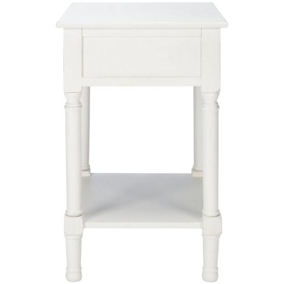 Tate Distressed White Wood Accent Table with Carved Details