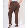 Womens Plus Size Stretch Work Pants Elastic Waist Business Casual Pants with Pockets Pencil Leg Dress Pants Brown 5XL - 4 of 4