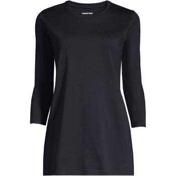 Lands' End Women's Tall Relaxed Supima Cotton Long Sleeve V-neck T-shirt -  X Large Tall - Black : Target