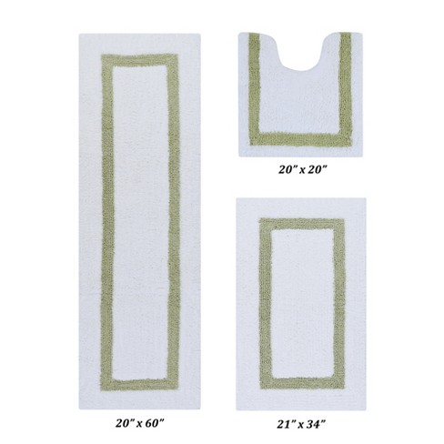 20x60 Hotel Collection Bath Rug White/sage - Better Trends : Target