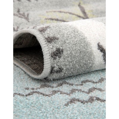 Gray Oval Kids Jungle Animals Stain-Resistant Rug