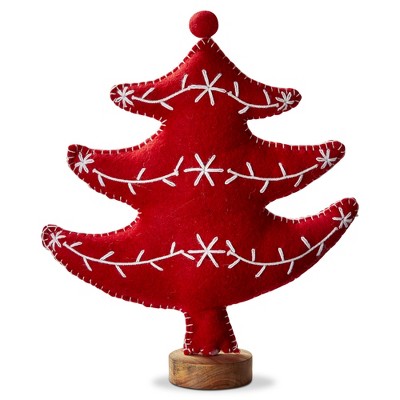 TAG Red Felt Sprig Christmas Tree Decorations for Tabletop or Mantel Large 17 inch