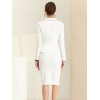 INSPIRE CHIC Women's Business Suit Tweed Trim Blazer and Skirt Suit Set 2 Pieces - 4 of 4