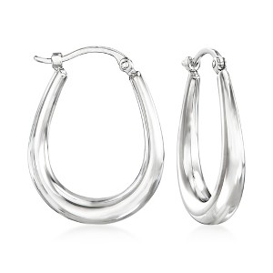 Ross-Simons 14kt White Gold Tapered Hoop Earrings - 1 of 3