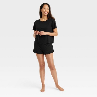 Image of Women's T-Shirt and Shorts Pajama Set - Stars Above™ Black XL
