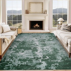Acekool Modern Abstract Area Rug, Washable Soft Low Pile Non Slip Carpet for Living Room Bedroom Dining, Flat Weave, Easy Care - 1 of 4