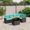 vidaXL 6 Piece Patio Sofa Set with Cushions Black Poly Rattan - 2 of 4