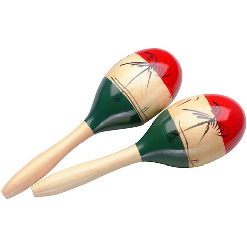 Painted Wooden Maracas decorated with Bells