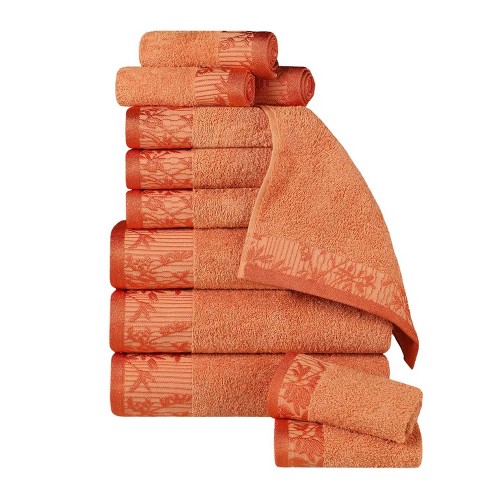 6pc Cotton Jacquard Bath Towel Set Orange