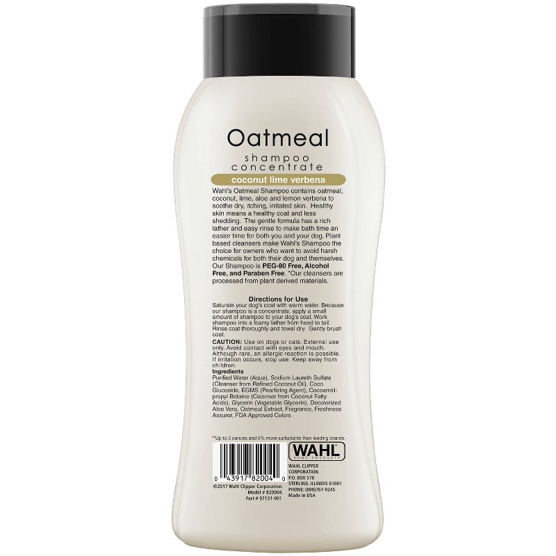 Wahl Oatmeal Formula Coconut Lime Verbena Pet Shampoo Concentrate - 24 fl oz, 3 of 5