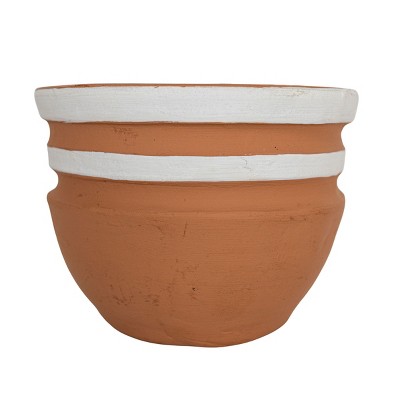 White Striped Terracotta Planter by Foreside Home & Garden