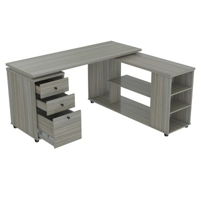 L Shaped Computer Workstation Gray - Inval