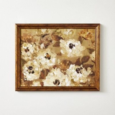 16x20 Oil Painted All Over Floral Framed Wall Art - Threshold™ Designed  With Studio Mcgee: Beige Frame
