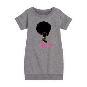 - Barbie - Afro and Hoops Graphic Short Sleeve Fleece Dress - 1 of 3