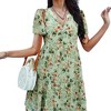 Anna-Kaci Women's Short Sleeve V-Neck Tiered Floral Print Mini Dress with Relaxed Flowing Silhouette - 3 of 4