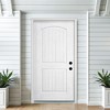 Lirago 2 Panel Plank Arch Top Fiberglass Front Doors 36  inch  x 80  inch  Left Hand Inswing White Wooden Grain Finish with Door Jamb - 2 of 4