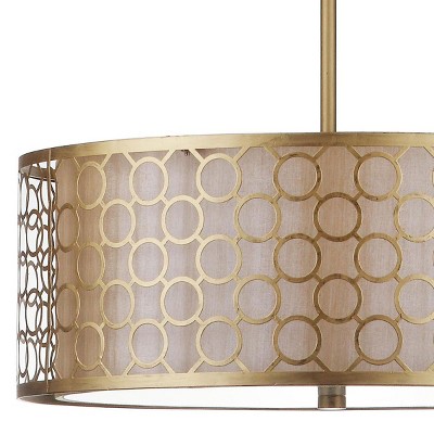 Romantic Geometric Gold Drum Pendant Light 18" Diameter