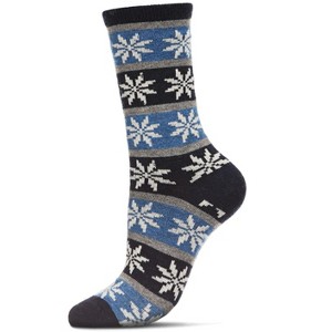 Memoi Women's Soft Snowflake Fair Isle Cashmere Blend Crew Socks - 1 of 3