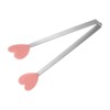 Unique Bargains Stainless Steel Silicone Tips Heart Shape Food Tongs - 3 of 4