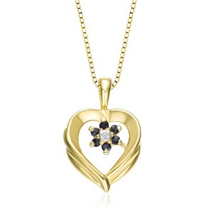 "Sterling Silver Heart Pendant with Black and White Cubic Zirconia – A Stunning Contrast of Elegance and Sparkle" - 1 of 4
