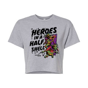 Women's - Teenage Mutant Ninja Turtles Mutant Mayhem - Heroes In A Half Shell Cropped Graphic T-Shirt - 1 of 4