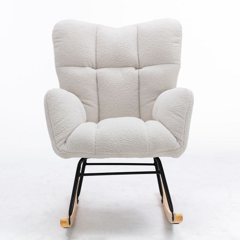 Epping Nursery Rocking Chair,Teddy Swivel Accent Chair,Upholstered Glider Rocker Rocking Accent Chair,Wingback Rocking Chairs-Maison Boucle, 2 of 10