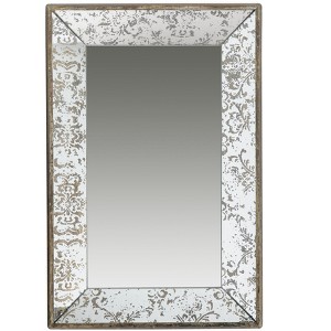 VYNXARIA Decorative Wall Mirrors - 24x15 Inch Antique Silver Rectangle Mirror with Floral Accents - 1 of 4