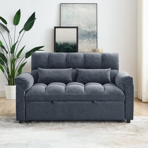 Sersper Pull Out Sofa Bed 62.5 inch Versatile Sleeper Sofa Loveseat upholstered W Linen And Adjustable Height For Living Room Easy Assemble Black Target