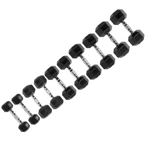 Signature Fitness Hex Dumbbells Non-Slip Free Weights Full Body Strength Training Home Gym Workout Equipment Set of 5, 10, 15, 20, and 25 lbs, Black - 1 of 4