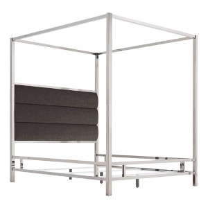 Queen Manhattan Canopy Bed with Horizontal Panel Headboard Charcoal - Inspire Q, Grey