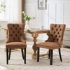 OUTSUPPLY Set of 2 Luxury Tufted Linen Accent Chairs, Wood Legs, High Back Support, 280lb Capacity - 3 of 4