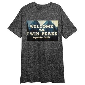 Twin Peaks 1990 Welcome To Twin Peaks Population 51,201 Women's Black Heather Night Shirt - 1 of 2